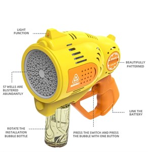 تفنگ اسباب بازی حباب ساز شارژی با 57 خروجی و نورپردازی مدل 1296 Bubble Gun_تفنگ اسباب بازی