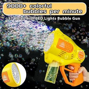 تفنگ اسباب بازی حباب ساز شارژی با 57 خروجی و نورپردازی مدل 1296 Bubble Gun_تفنگ اسباب بازی