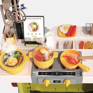 ست اسباب بازی آشپزخانه 88 تکه با بخار، سینک و صندوق فروش فست فود مدل Fast Food Shop 889_اسباب بازی لوازم خانگی