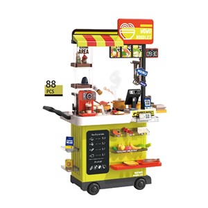 ست اسباب بازی آشپزخانه 88 تکه با بخار، سینک و صندوق فروش فست فود مدل Fast Food Shop 889_اسباب بازی لوازم خانگی