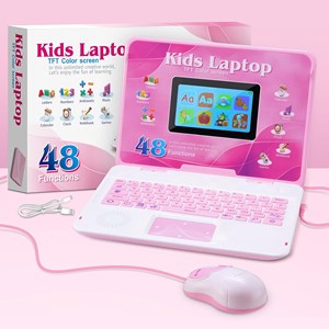 لپ تاپ آموزشی 48 کاره صورتی Kids' educational laptop_اسباب بازی دیجیتال و هوشمند