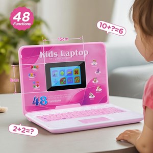 لپ تاپ آموزشی 48 کاره صورتی Kids' educational laptop_اسباب بازی دیجیتال و هوشمند