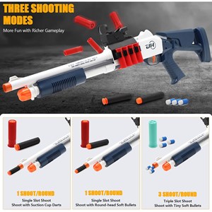 تفنگ اسباب بازی دولول پوکه پران تیر اسفنجی مدل Soft Bullet Toy Gun 2027_تفنگ اسباب بازی