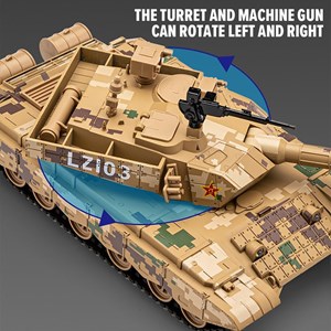 تانک فلزی موزیکال، چراغدار و دودزا مقیاس 1:36_ماشین اسباب بازی