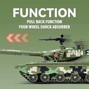 تانک فلزی موزیکال، چراغدار و دودزا مقیاس 1:36 رنگ سبز_ماشین اسباب بازی