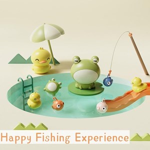 اسباب بازی سینک ظرفشویی و قلاب ماهیگیری 30 قطعه طرح قورباغه_اسباب بازی لوازم خانگی