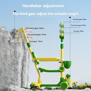 اسکوتر 3 کاره صندلی دار تاشو با 5 چرخ چراغدار و موزیکال رنگ صورتی_اسکوتر