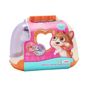 گربه خانگی به همراه قفس و وسایل آرایشی رنگ سفید قهوه ای کد 1062_عروسک رباتیک