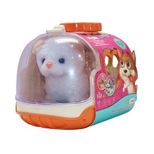 گربه خانگی به همراه قفس و وسایل آرایشی رنگ سفید کرم کد 1062_عروسک رباتیک