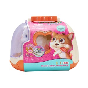 گربه خانگی به همراه قفس و وسایل آرایشی رنگ سفید کرم کد 1062_عروسک رباتیک