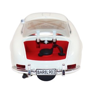 ماشین فلزی کلاسیک بنز دودزا با چراغ‌ و درب‌ های بازشو رنگ سفید_ماشین اسباب بازی