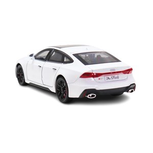 ماشین فلزی آئودی موزیکال با چراغ، کمک‌ فنر و درب‌ های بازشو رنگ سفید_ماشین اسباب بازی