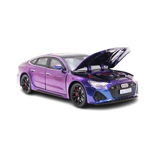 ماشین فلزی آئودی موزیکال با چراغ، کمک‌ فنر و درب‌ های بازشو رنگ بنفش_ماشین اسباب بازی