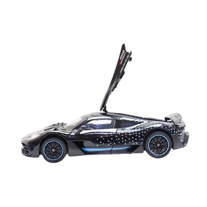 ماشین فلزی بنز موزیکال با چراغ، کمک‌ فنر و درب‌ های بازشو رنگ مشکی_ماشین اسباب بازی