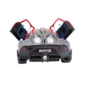 ماشین فلزی بنز موزیکال با چراغ، کمک‌ فنر و درب‌ های بازشو رنگ قرمز_ماشین اسباب بازی