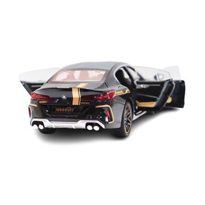 ماشین فلزی BMW موزیکال با چراغ، کمک‌ فنر و درب‌ های بازشو رنگ مشکی_ماشین اسباب بازی