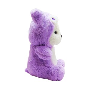 عروسک پولیشی اورجینال خرس کلاه دار بنفش 26 سانتی_عروسک