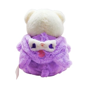 عروسک پولیشی اورجینال خرس کلاه دار بنفش 26 سانتی_عروسک