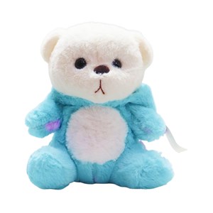 عروسک پولیشی اورجینال خرس کلاه دار آبی فیروزه ای 26 سانتی_عروسک