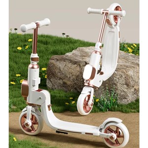 اسکوتر تاشو چراغدار با ترمز عقب و بدنه آلومینیومی رنگ سفید_اسکوتر