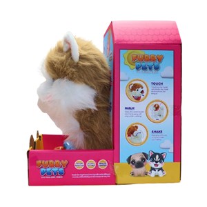 عروسک رباتیک گربه پشمالو موزیکال سنسور دار با دسته ی کنترلی رنگ قهوه ای مدل 5535_عروسک رباتیک