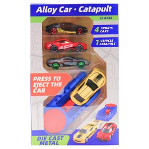 ست ماشین مسابقه‌ ای فلزی با پرتابگر مجموعه 4 عددی مدل 2853_1 Alloy Car Catapult_ ماشین اسباب بازی