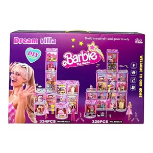 ست خانه عروسکی باربی 6 طبقه همراه با وسایل و عروسک مدل BB2023_اسباب بازی لوازم خانگی