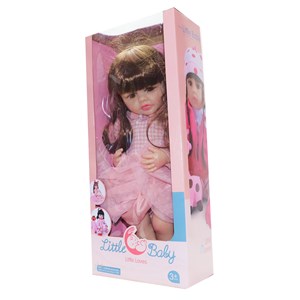 عروسک سیلیکونی دختر بچه 50 سانتی سخنگو با پیراهن صورتی_عروسک