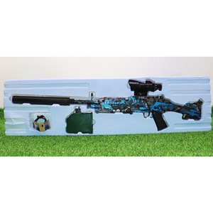 تفنگ اسباب‌ بازی شارژی تیر ژله‌ ای دو حالته با دوربین رنگ آبی مدل M249 554C_تفنگ اسباب بازی
