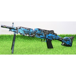 تفنگ اسباب‌ بازی شارژی تیر ژله‌ ای دو حالته با دوربین رنگ آبی مدل M249 554C_تفنگ اسباب بازی