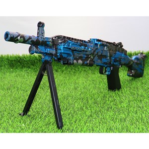تفنگ اسباب‌ بازی شارژی تیر ژله‌ ای دو حالته با دوربین رنگ آبی مدل M249 554C_تفنگ اسباب بازی