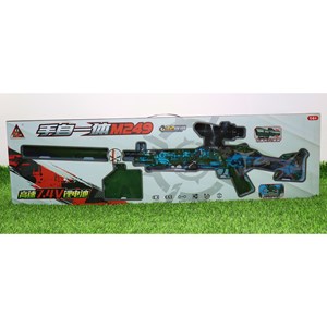 تفنگ اسباب‌ بازی شارژی تیر ژله‌ ای دو حالته با دوربین رنگ آبی مدل M249 554C_تفنگ اسباب بازی