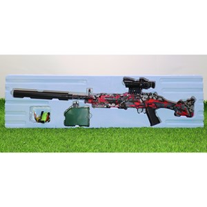 تفنگ اسباب‌ بازی شارژی تیر ژله‌ ای دو حالته با دوربین رنگ قرمز مدل M249 554B_تفنگ اسباب بازی