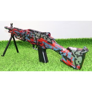 تفنگ اسباب‌ بازی شارژی تیر ژله‌ ای دو حالته با دوربین رنگ قرمز مدل M249 554B_تفنگ اسباب بازی