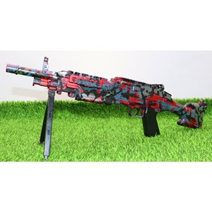 تفنگ اسباب‌ بازی شارژی تیر ژله‌ ای دو حالته با دوربین رنگ قرمز مدل M249 554B_تفنگ اسباب بازی