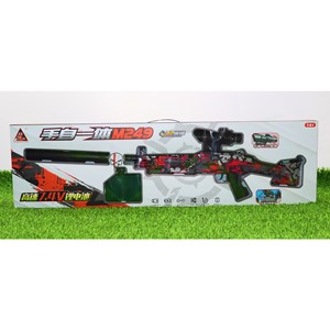 تفنگ اسباب‌ بازی شارژی تیر ژله‌ ای دو حالته با دوربین رنگ قرمز مدل M249 554B_تفنگ اسباب بازی