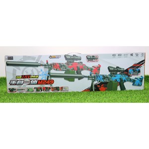 تفنگ اسباب‌ بازی شارژی تیر ژله‌ ای دو حالته با دوربین رنگ قرمز مدل M249 554B_تفنگ اسباب بازی