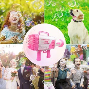 تفنگ اسباب بازی حباب ساز شارژی چراغ دار با 64 سوراخ مدل Rocket Bubble Gun_تفنگ اسباب بازی