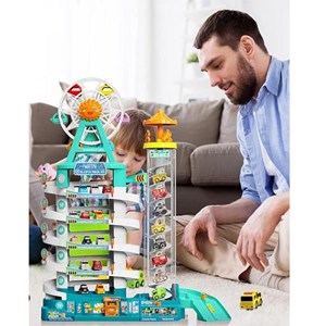 اسباب بازی پارکینگ طبقاتی چرخ و فلک دار موزیکال مدل FERRIS WHEEL PARKING BULDING _ماشین اسباب بازی