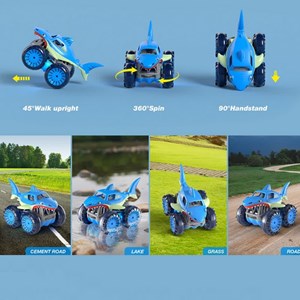 ماشین کنترلی کوسه هیولای آب و خاک مدل 313-989 Amphibious Remote Control Car_ماشین کنترلی
