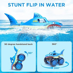 ماشین کنترلی کوسه هیولای آب و خاک مدل 313-989 Amphibious Remote Control Car_ماشین کنترلی