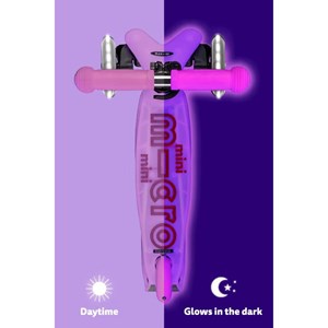 اسکوتر مینی دلوکس نئوکروم با بدنه شفاف و چرخ های چراغ دار مدل Micro - Mini Micro Deluxe Glow LED - Frosty Pink _اسکوتر