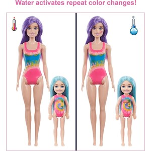 استودیوی عروسک های جادویی همراه با 50 سورپرایز مدل Mattel - Dolls - Color Reveal Gift Set Tie-Dye Fashion Maker With 2 Dolls_عروسک سورپرایزی