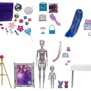 عروسک جادويی باربی همراه 50 سورپرايز مدل Mattel - Dolls - Color Reveal Surprise Party - With 50 Surprises 2 Dolls 2 Pets_عروسک سورپرایزی
