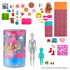 عروسک جادويی باربی همراه 50 سورپرايز مدل Mattel - Dolls - Color Reveal Slumber Party Fun Dolls and Accessories_عروسک سورپرایزی