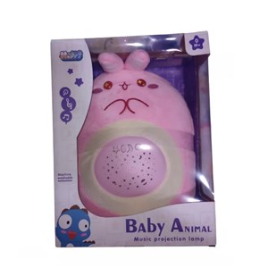 شب خواب کودک موزیکال و چراغدار طرح خرگوش صورتی Baby Animal Music Projection lamp_اسباب بازی نوزادی